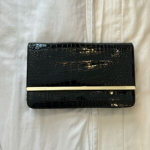 Faux patent leather clutch